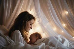 Beautiful woman with her baby photo