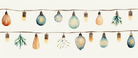 Watercolor Christmas garland isolated photo