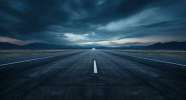 Dark and dramatic sky on a runway photo