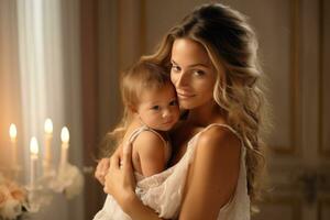 Beautiful woman with her baby photo