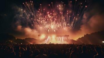 Fireworks lightting in night sky photo