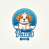 pet grooming salons flat logo template vector illustration design. simple modern animal shelters, veterinarian clinics, pet supply stores logo concept