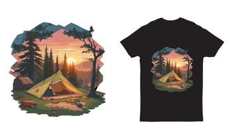 Outdoor at the mountain retro print design for t shirt and others. vector