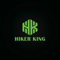 HK or KH initial letters hexagon logo in green color isolated on black background. Letter HK or KH in green color isolated in black background applied for Motorsports Company logo design inspiration vector