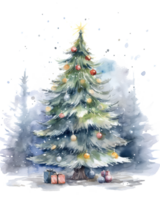 Watercolor illustration of Christmas tree png