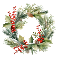 Watercolor Christmas wreath png