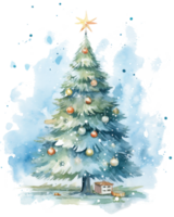 Watercolor illustration of Christmas tree png