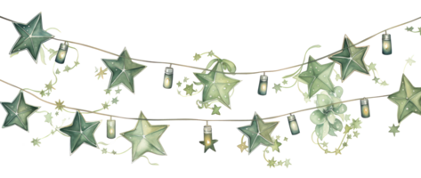 Watercolor Christmas garland isolated png