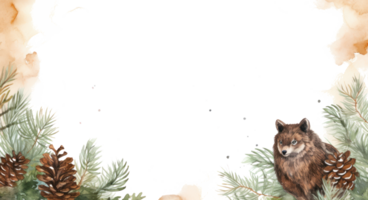 Weihnachten Aquarell Hintergrund mit Tier und Kiefer Zapfen png