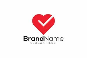 Trendy and minimal check mark and love vector logo design