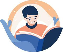 Hand Drawn Child character reading a book in flat style vector