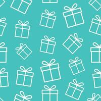 simple pattern repeating gift icon white outline random line on blue background vector