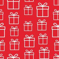 simple pattern repeating gift icon white outline randomly lined up on red background vector