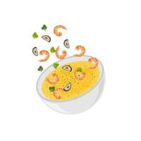 italiano mezclado arroz risotto con Mariscos vector ilustración logo