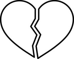Line broken heart icon vector isolated on white background
