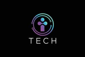 Trendy and Professional Colorful letter i Tech logo design vector template