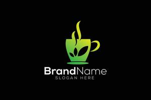 Trendy and minimal green tea or natural tea vector logo design