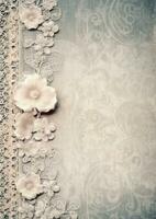 Lace embroidery vintage border background with flowers, Generative AI photo