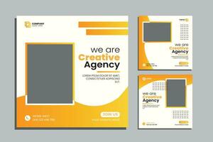 Set of editable social media post. vector square banner template. digital marketing agency social media post design.