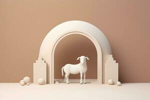 3d Eid Al Adha, Sheep Symbol, AI Generated photo