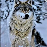 wolf in the snow winter photo