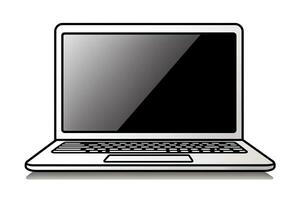 contorno ordenador portátil icono computadora símbolo aislado en blanco antecedentes en un ilustrativo estilo foto