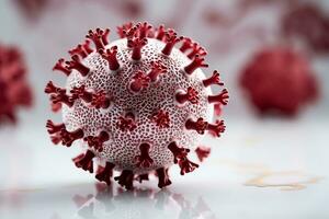 COVID-19 a Chinese coronavirus closely examined in a realistic 3D illustration on a white background photo