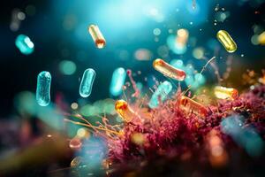 Intestinal bacteria play a crucial role in the microbiome of the body photo