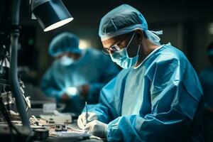 In the operating room a doctor robot offers robotic assisted surgery for precise operations photo