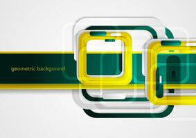 Bright yellow and green abstract glossy squares tech background vector