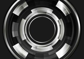 Black and metallic glossy circles gears abstract tech background vector