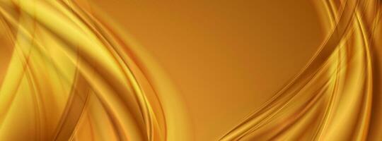 Golden smooth blurred waves abstract background vector