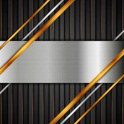 Abstract technology background with golden and silver stripes