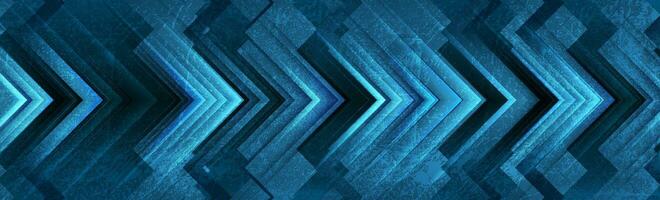 Abstract blue geometric arrows with grunge texture banner vector