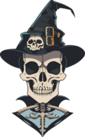 cranio con strega cappello cartone animato con ai generativo png