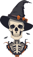 SKull with Witch Hat Illustration AI Generative png