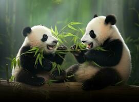 Cute panda on natural background photo