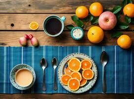 Sweet breakfast with fruits photo