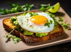 sano desayuno con frito huevos foto