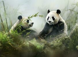 linda panda en natural antecedentes foto