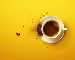 Coffee time concept in yellow colors photo