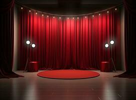 un rojo cortinas en teatro foto