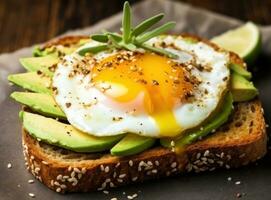 Healthy brealfast with fried eggs photo