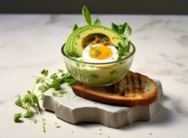 Healthy brealfast with fried eggs photo