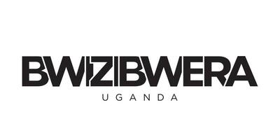 Bwizibwera in the Uganda emblem. The design features a geometric style, vector illustration with bold typography in a modern font. The graphic slogan lettering.