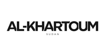 Al Khartoum in the Sudan emblem. The design features a geometric style, vector illustration with bold typography in a modern font. The graphic slogan lettering.