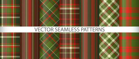 Set vector texture textile. Plaid seamless check. Fabric tartan pattern background.