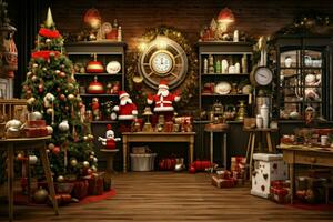 Indoor christmas shop shelf. Generate Ai photo