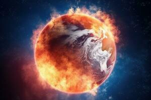 Global warming is the long-term heating of Earth, Gnerative AI photo