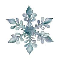 Hand drawn artistic blue snowflake with watercolor paper texture. Can be used for printed materials, prints, posters, cards, logo and web social media. Abstract background. Drawn decorative elements. vector